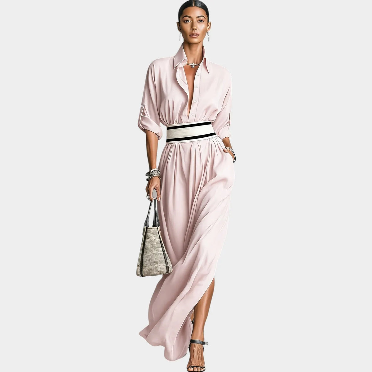 Elegant Shirt Maxi Dress