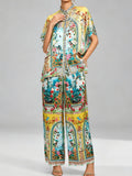 Romantic Manor Print Short-Sleeve Shirt and Trousers Set