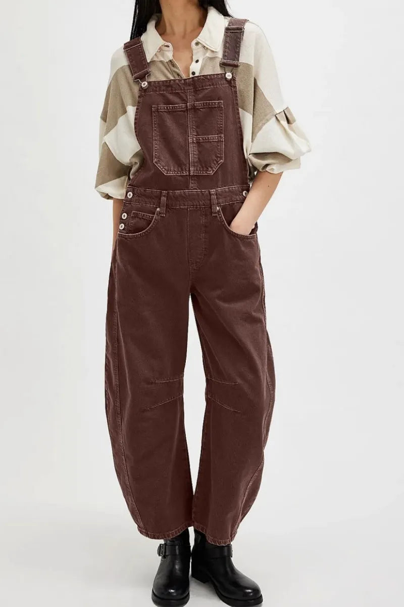 Women Y2k Baggy Barrel Jeans Overalls Wide Leg Denim Pants Bib Overalls Jumpsuit Boyfriend Patchwork Jeans