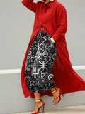 Women's Abstract Amazigh Art Print Casual Loose Wide-leg Denim Pants