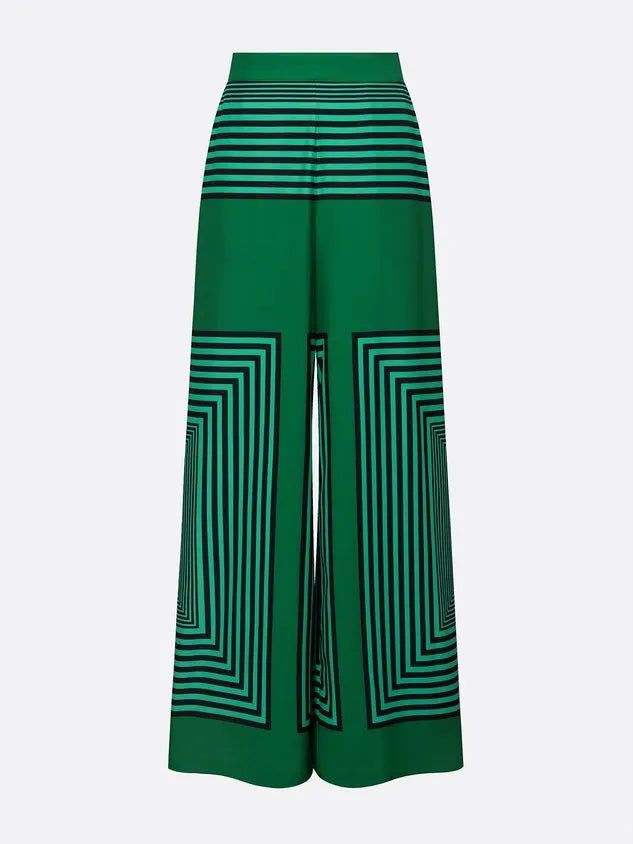Urban Geometric Stripe Wide Leg Pants High Waist Flowy Office Trousers