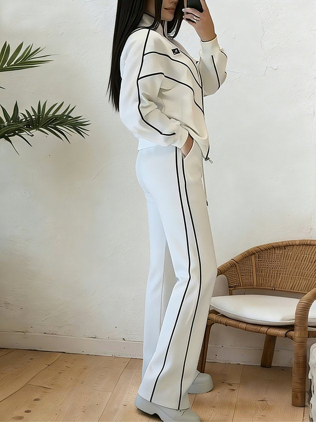 Casual Color Block Blazer Loose Stand Collar H-Line Daily Jacket
