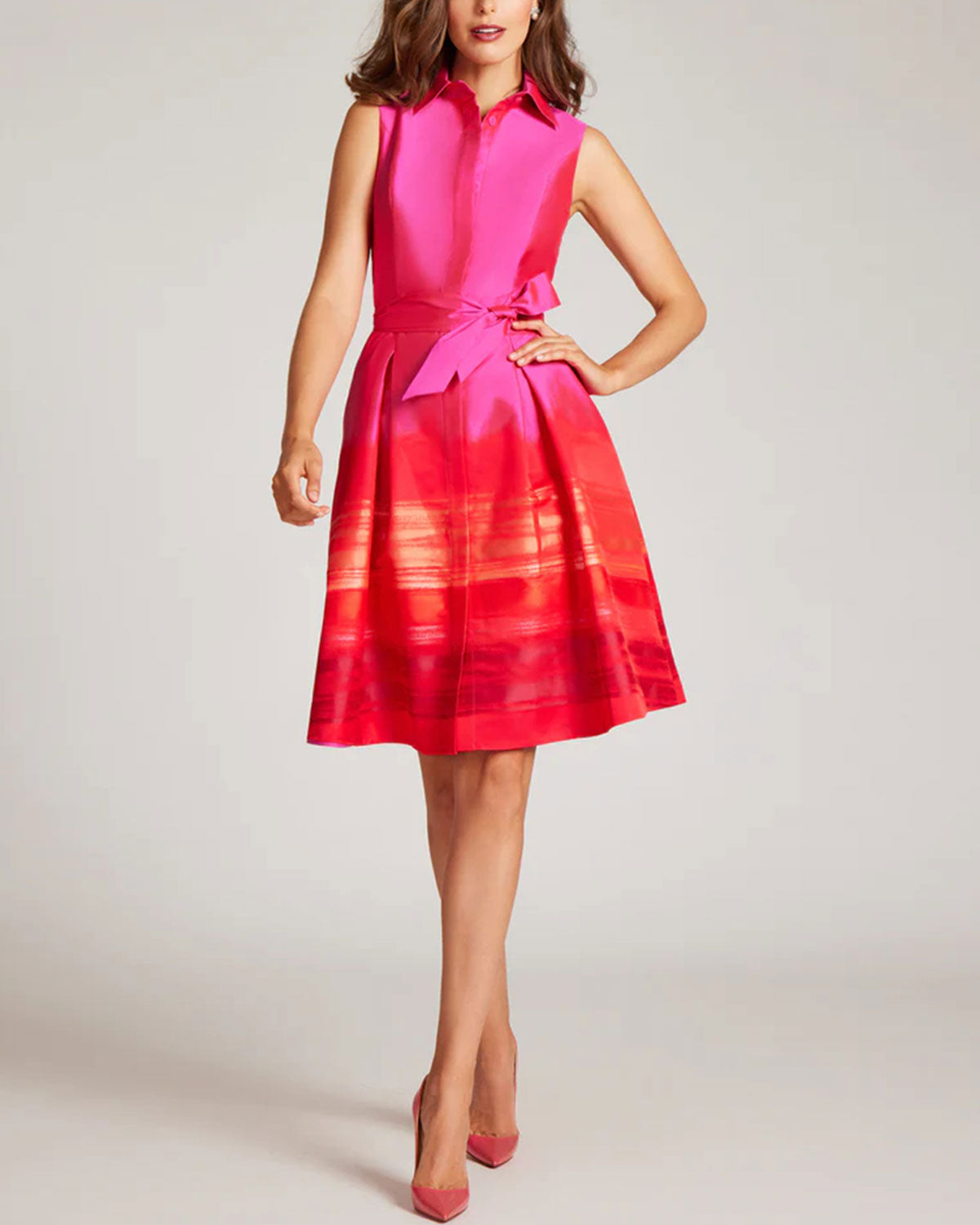 Taffeta Border Pattern Shirt Dress