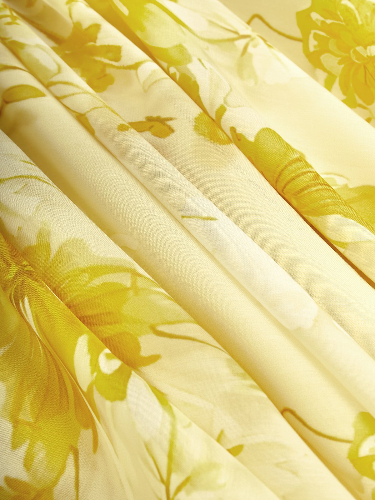 Yellow Floral Jacquard Chiffon Halter Sleeveless A-Line Midi Dress