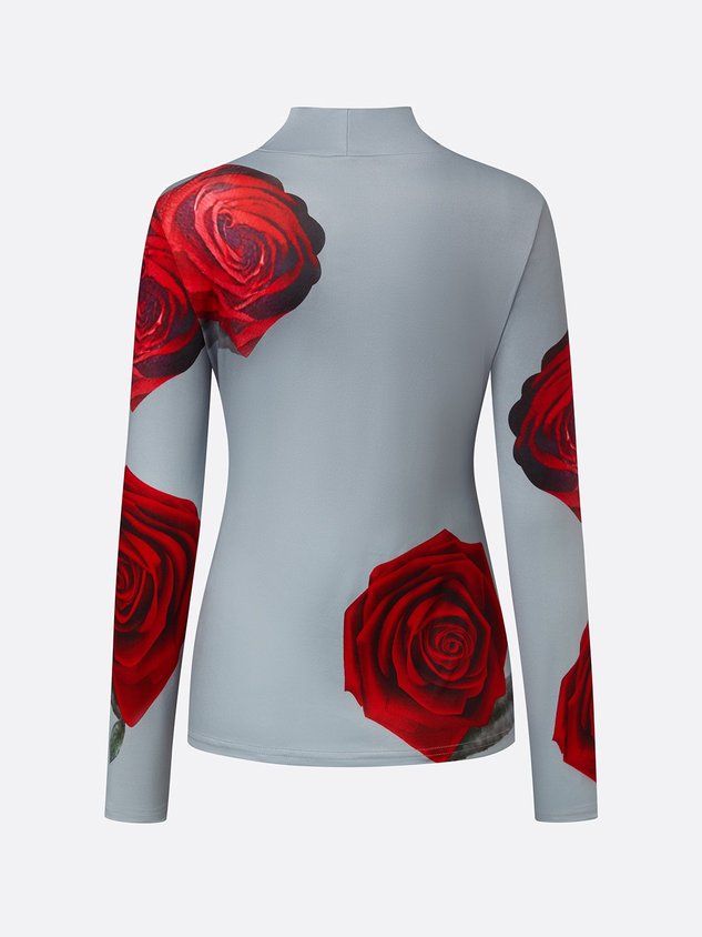 Casual Floral Printing Tight T-shirt