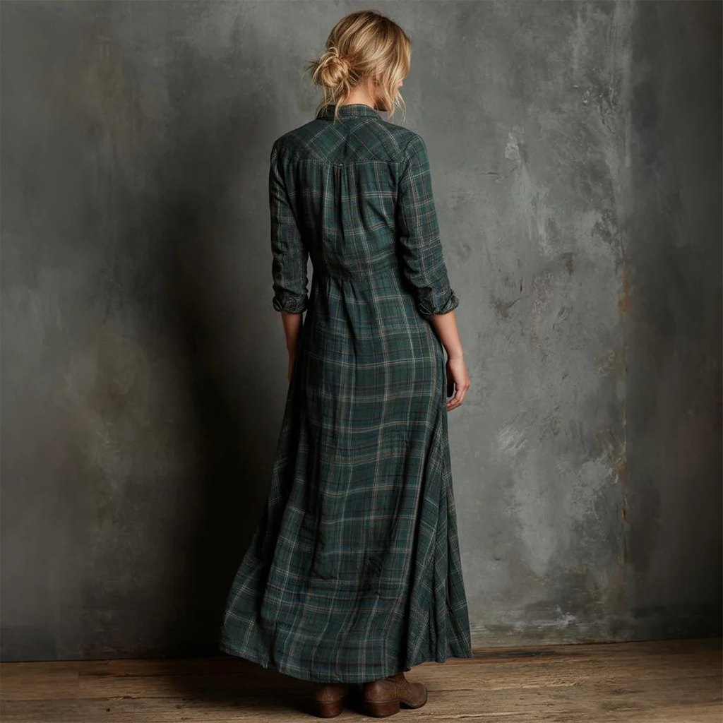 Women's Vintage Plaid Maxi Dress