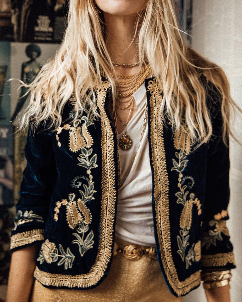 Short hip-hop velvet cardigan
