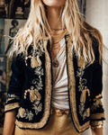 Short hip-hop velvet cardigan