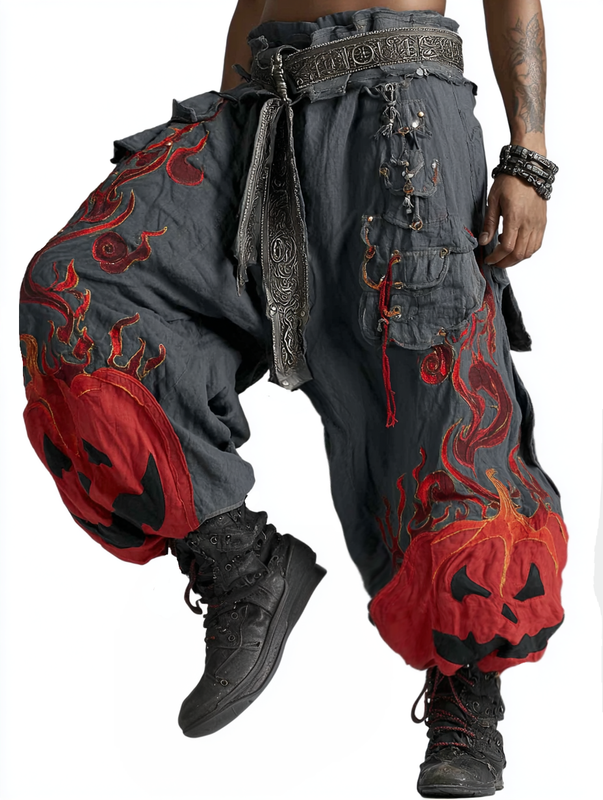 Men's Halloween themed contrasting pants for summer and autumn 8e5f