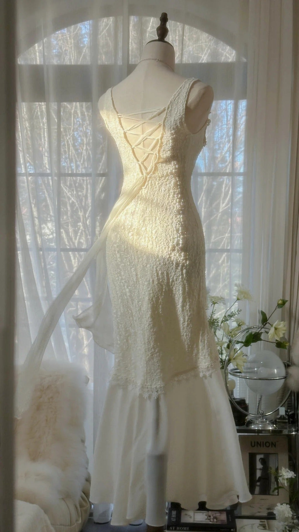 Vintage Evening Dresses, Ivory Sleeveless Party Gowns  25522
