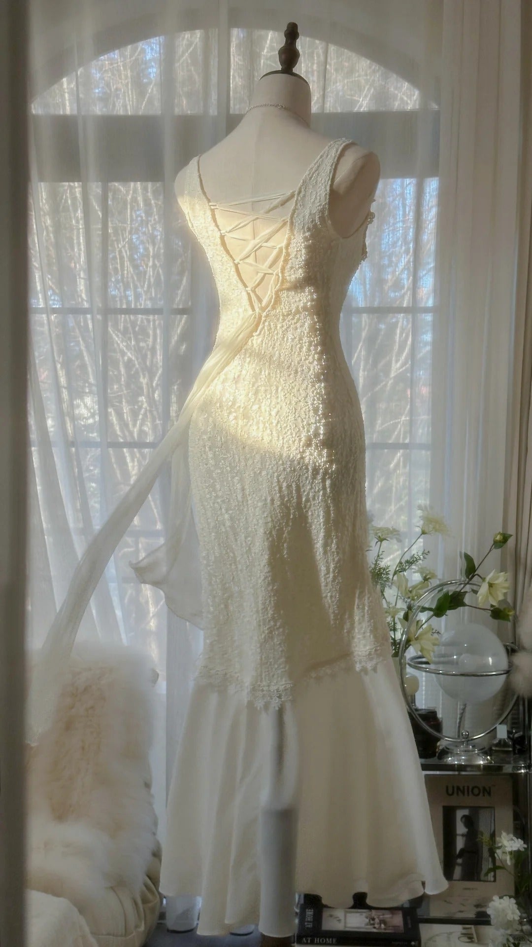 Vintage Evening Dresses, Ivory Sleeveless Party Gowns  25522