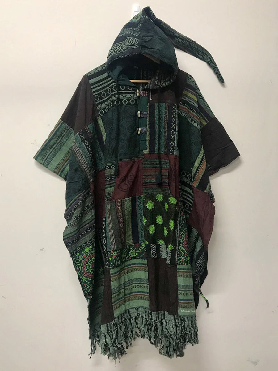 Ethnic Style Striped Printed Hooded Cloak e6c4