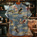 Japanese Art Koi With Waves Pattern Art Print Casual Shirt