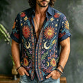 Men's Hippie Sun With Floral Print Casual Shirt