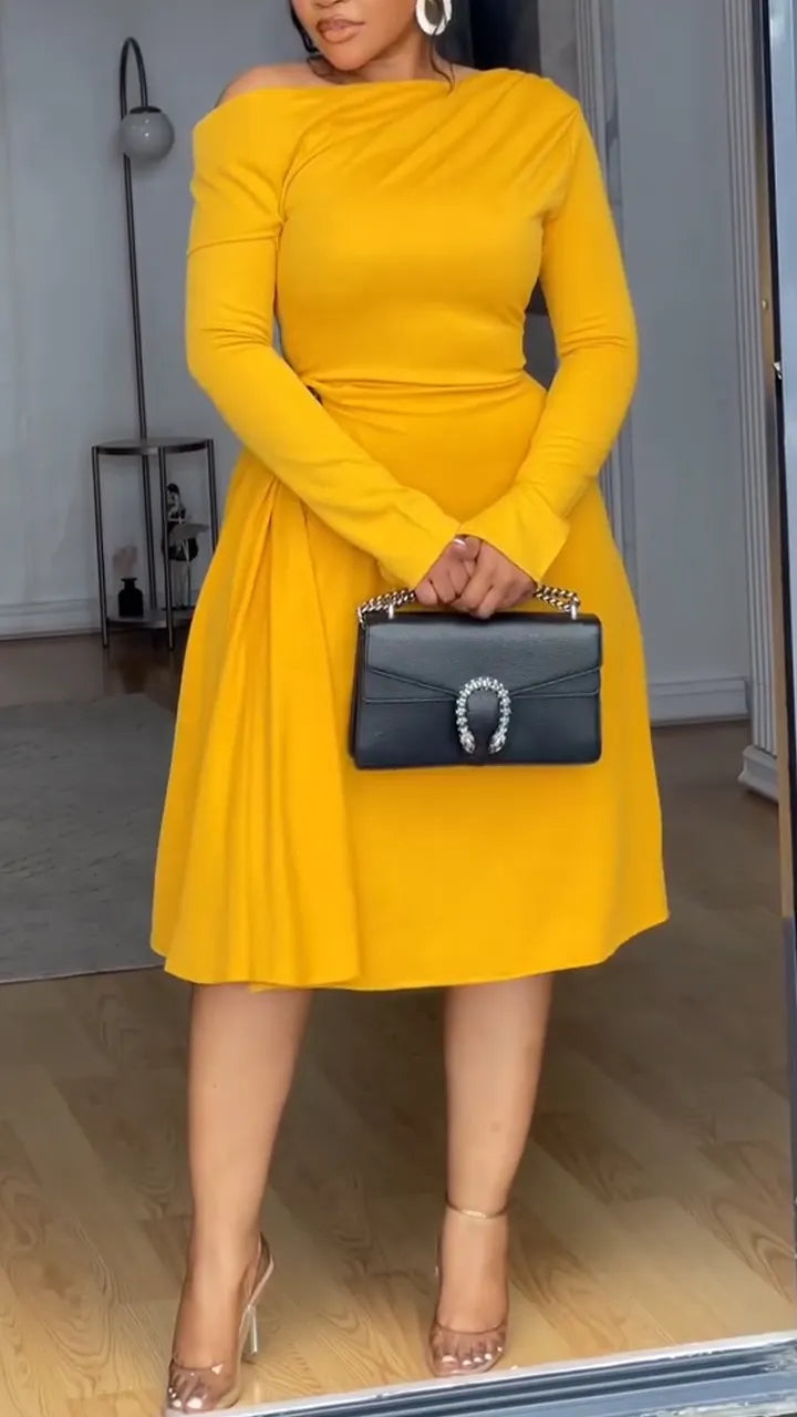 Women Round Neck Elegant Casual Dress