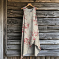 Women's Vintage Floral Art Irregular Midi Dress