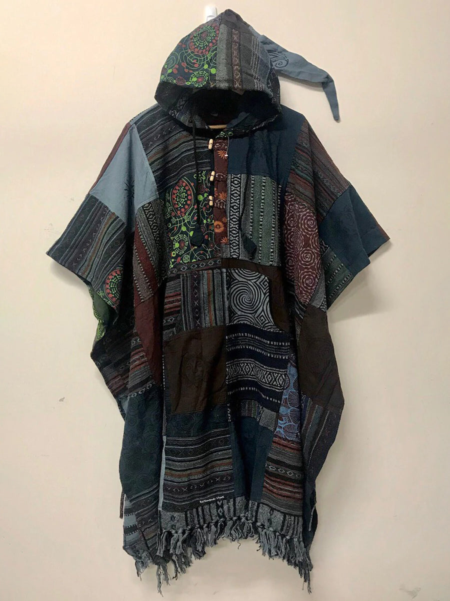 Ethnic Style Striped Printed Hooded Cloak 5a54
