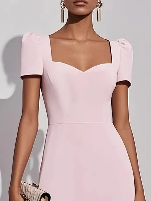 Pink Rhinestone Classic Sweetheart Neckline Sleeveless A-Line Maxi Dress