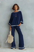 Women's Brown Houndstooth Knit Two-Piece Set