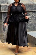 Women Elegant Temperament Spaghetti Strap Dress or See Through Lace Patterned Cardigan