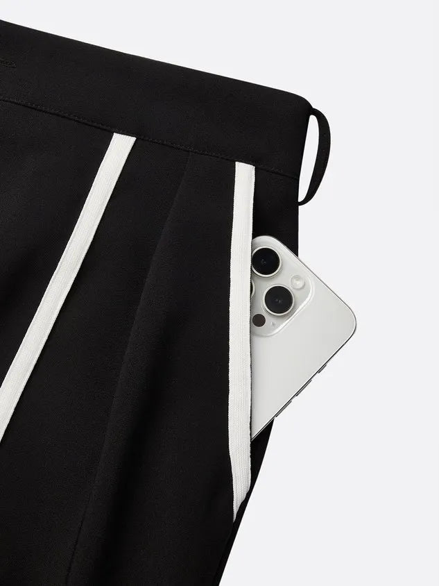 Urban Color-Block Piping Straight-Leg Pants