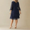 Florenne - Layered Chiffon Polka Dot Dress