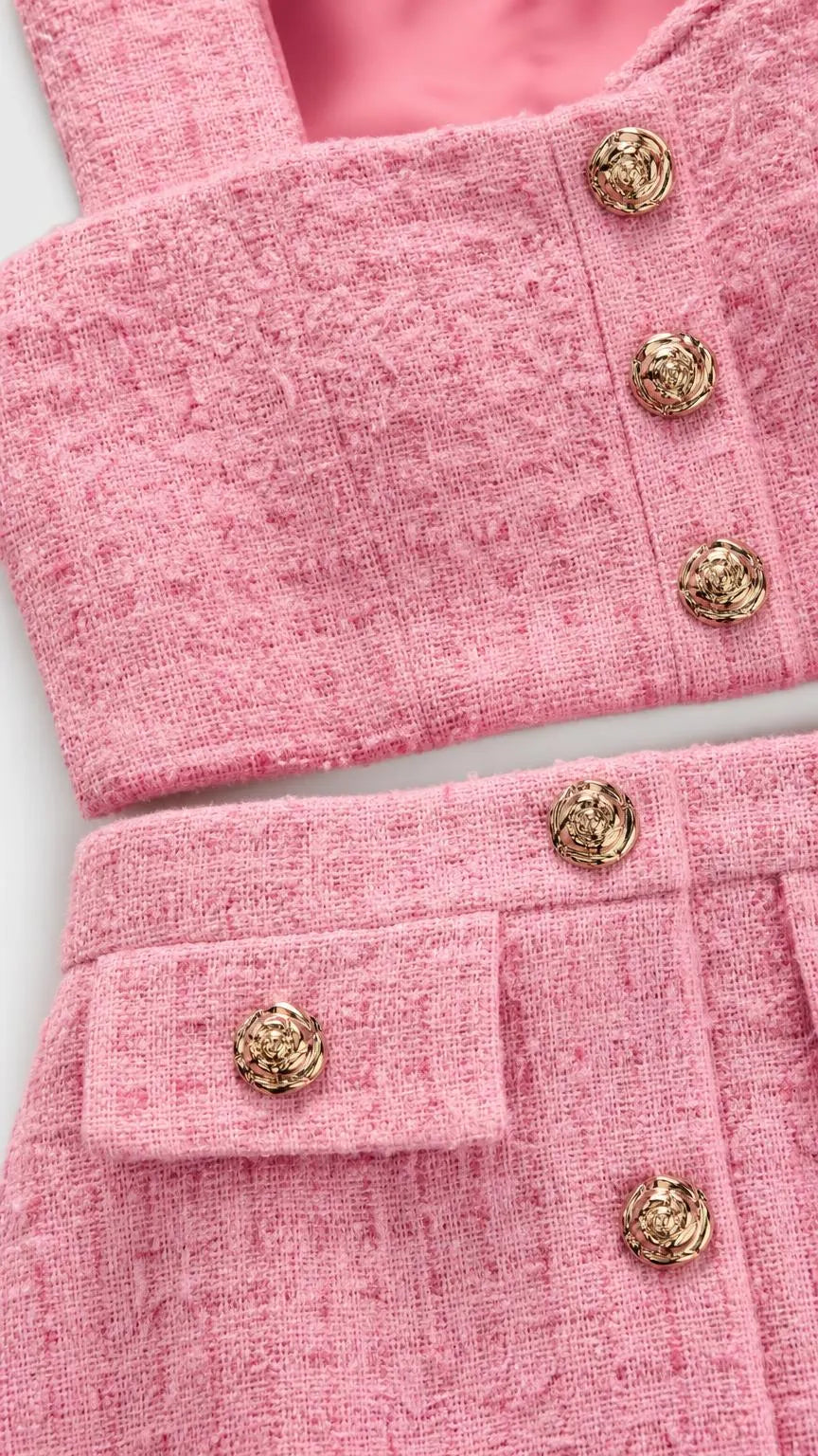 Chic Tweed Crop Top and Midi Skirt Set