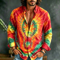 Men's Hippie Tie-dye Vacation Casual Cotton Linen Long-sleeved Shirt
