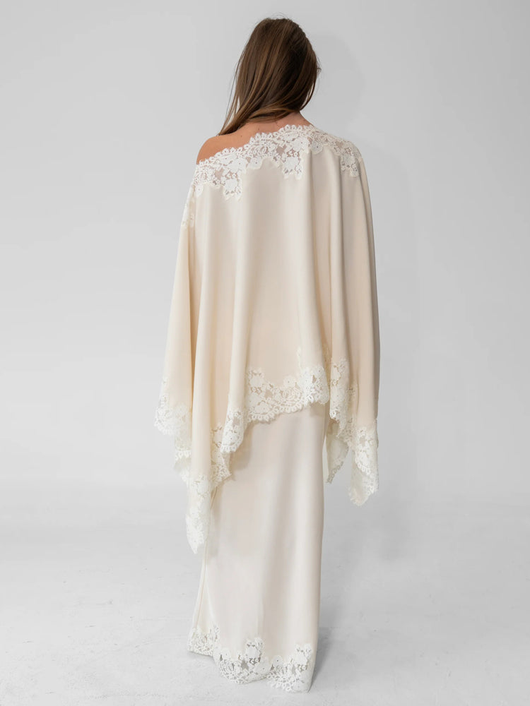 Ivory Lace Shawl Top & Mermaid Skirt Set