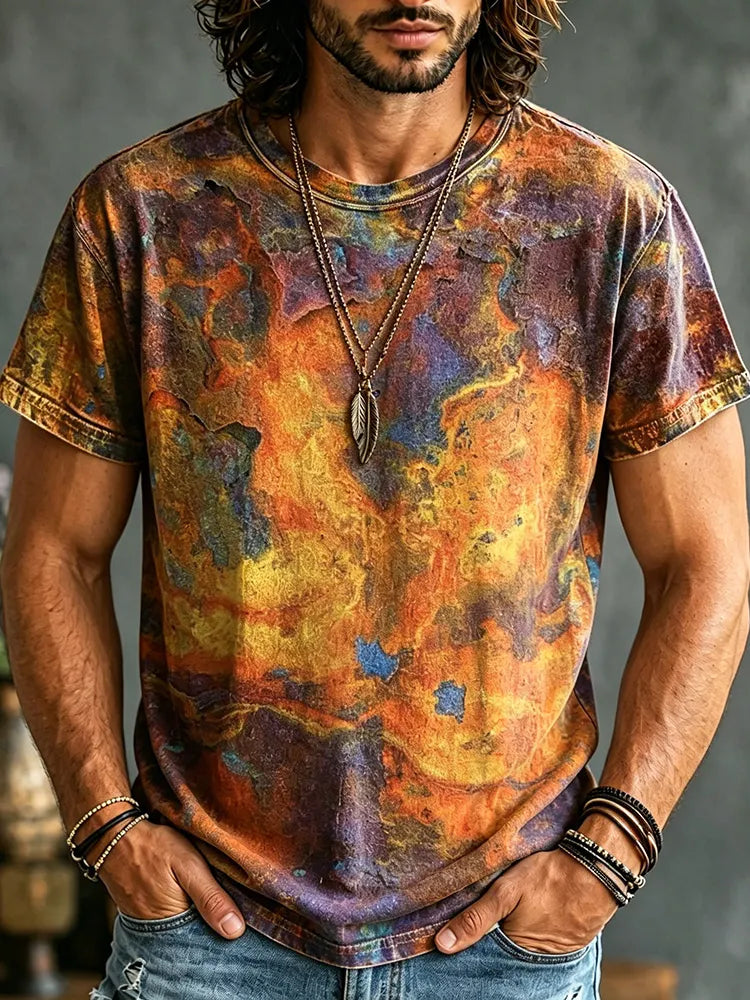 Men's Hippie Tie Dye Wash The Old Print T-shirt