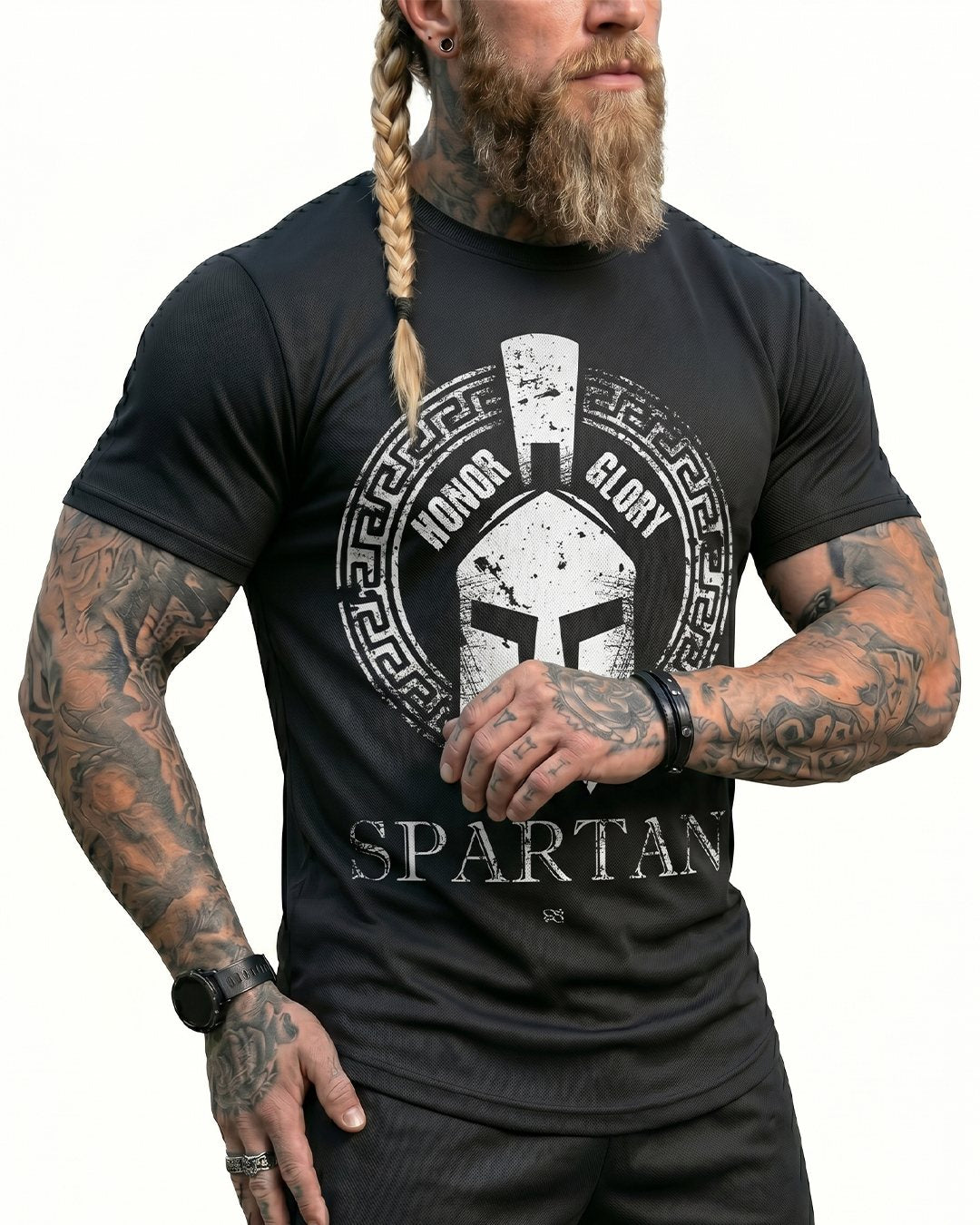 Men's Summer Viking Awe Helmet Print Short-Sleeve T-Shirt 2665
