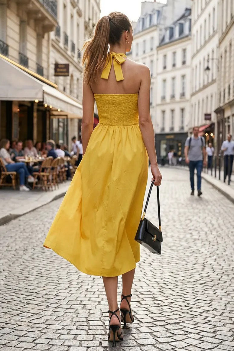 Front Knot Detail Midi Dress