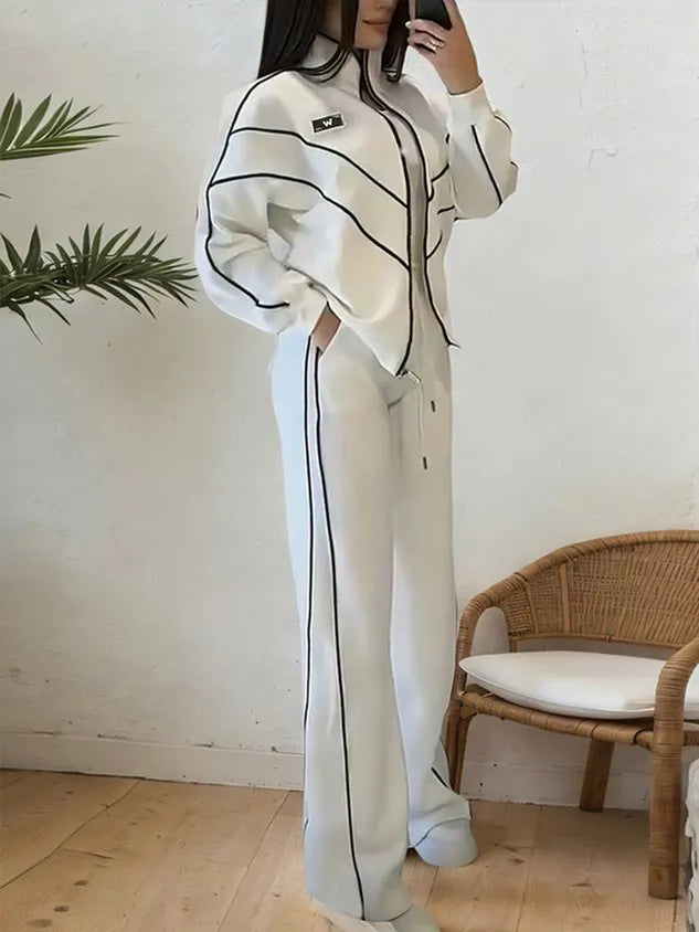 Casual Color Block Blazer Loose Stand Collar H-Line Daily Jacket