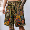 Men's Make Love Not War Skull Hippie Tie-dye Art Camo Print Casual Shorts