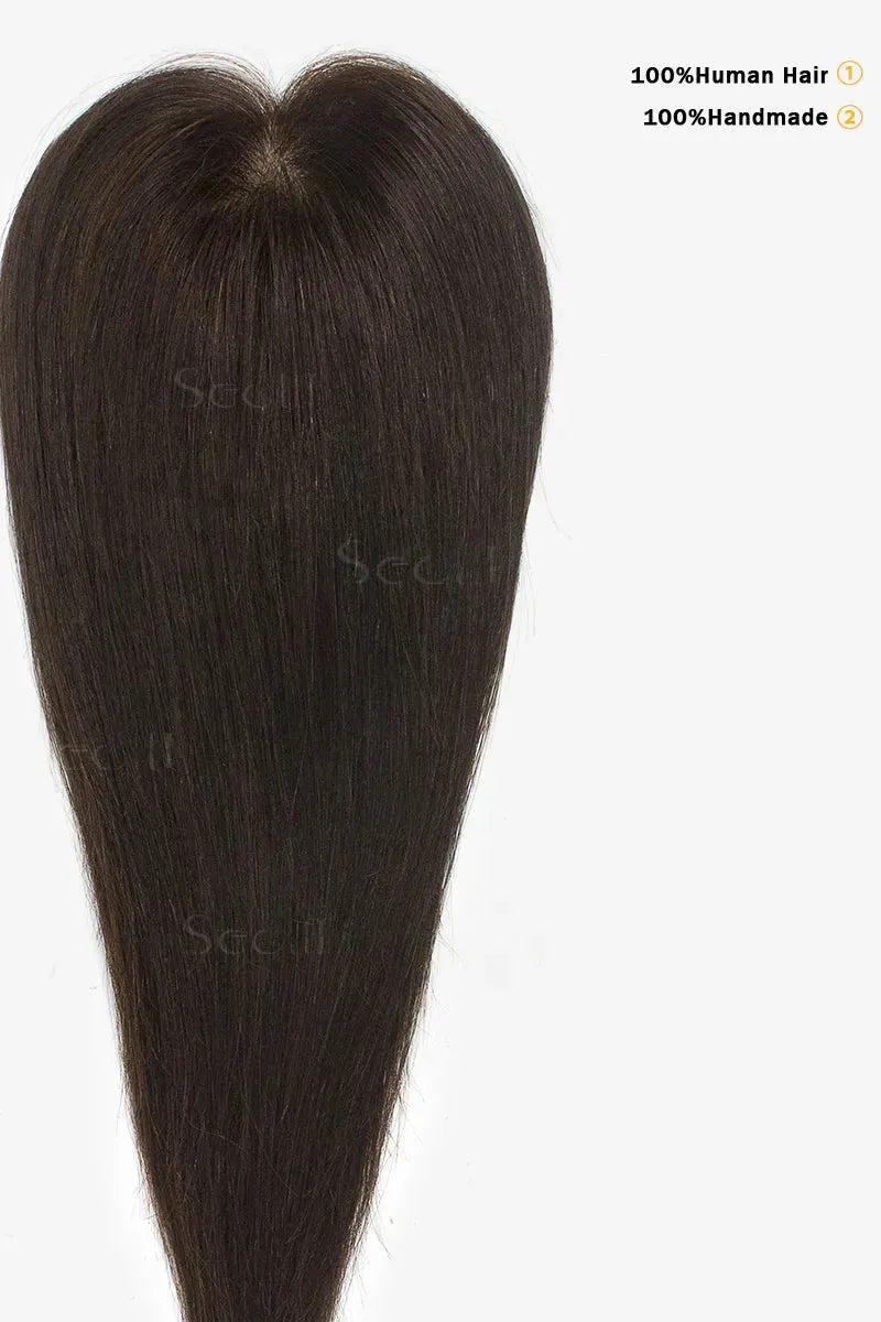Flavia Silk Top Remy Human Hair Topper Dark Brown #2