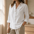 Roselle - Soft Ruffle V-Neck Long Sleeve Blouse