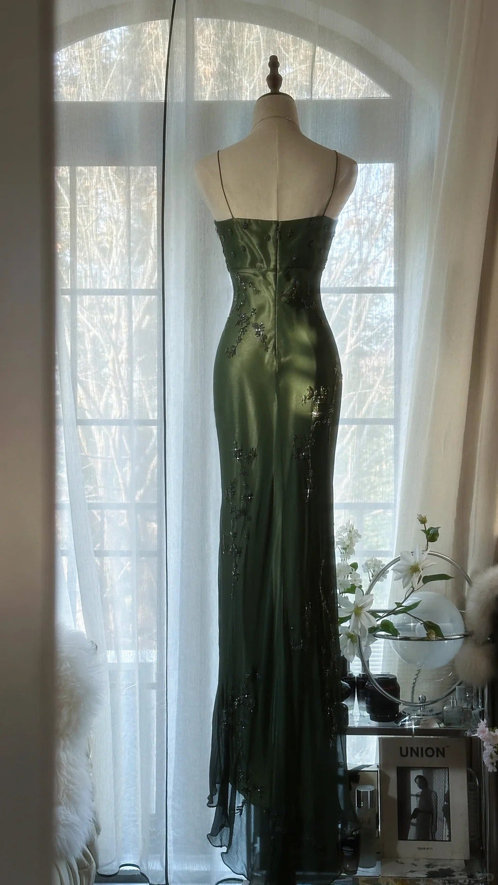 Vintage Green Evening Dresses, Sleeveless Long Party Gowns  25513