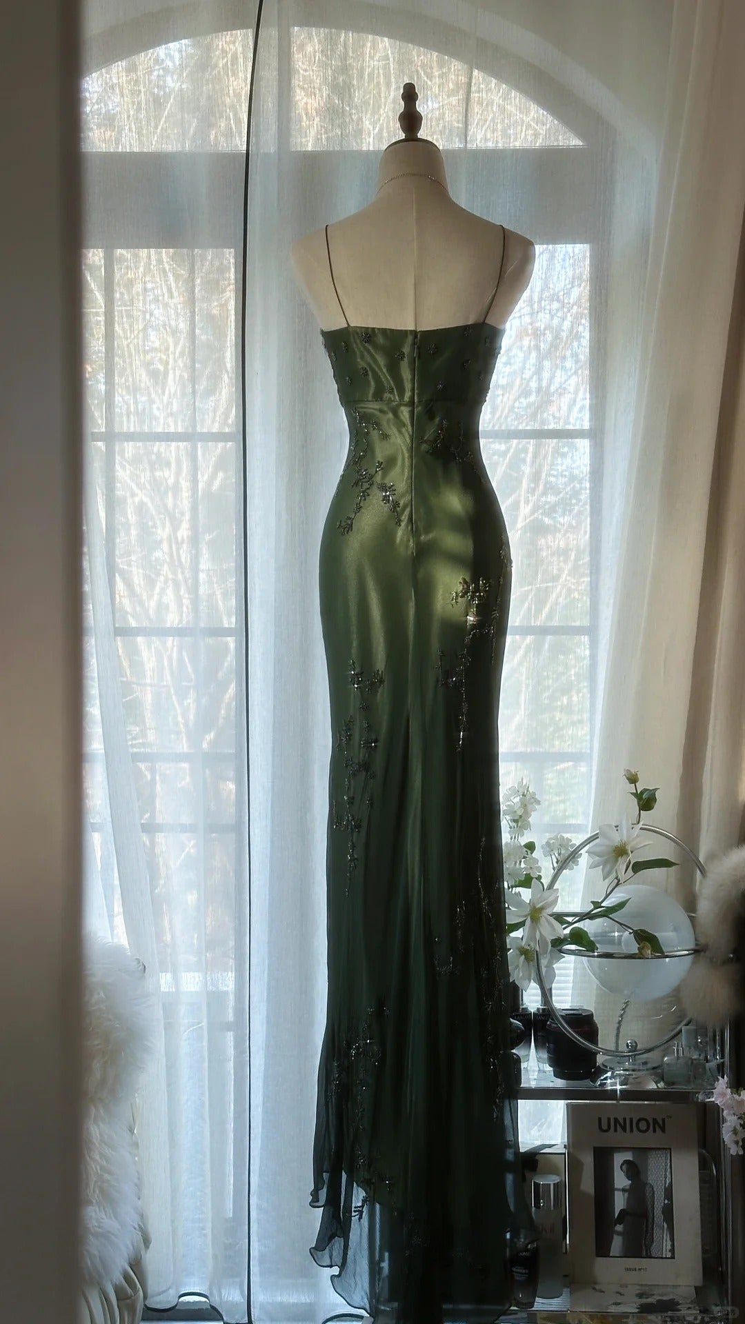 Vintage Green Evening Dresses, Sleeveless Long Party Gowns  25513