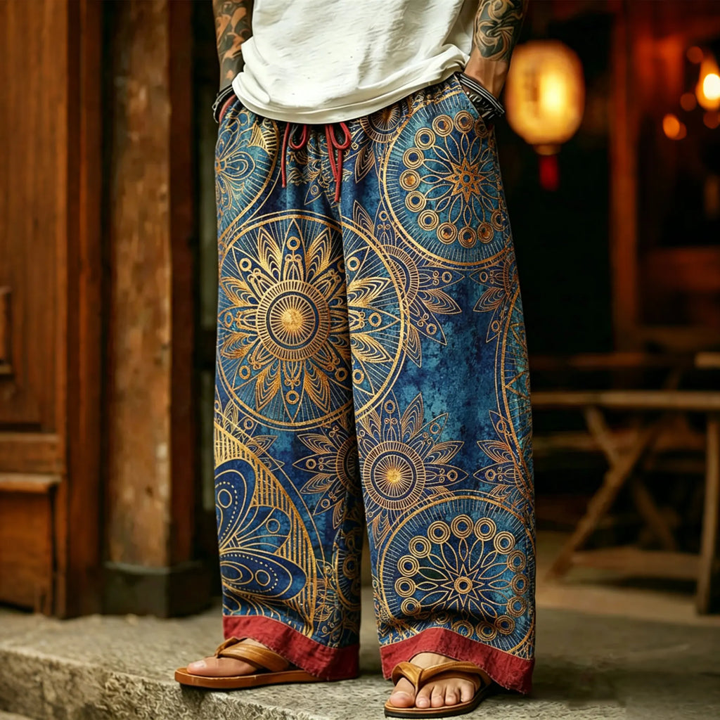 Men's Retro Hippie Bohemian Style Pattern Casual Pants
