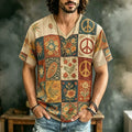 Men's Retro Hippie Floral Pattern Print T-shirt