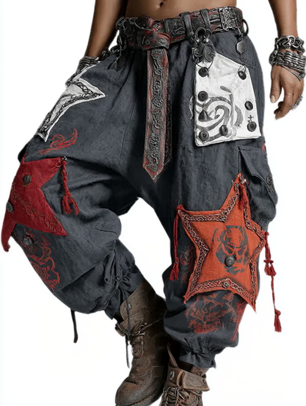 Men's Halloween themed contrasting pants for summer and autumn c72a
