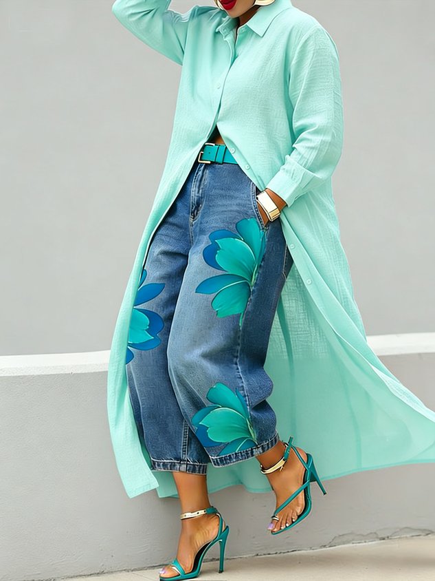 Casual Zipper Loose Bloomers Ankle Pants O-Line Daily Trousers