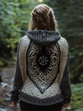 Vintage Viking Vegvisir Celtic Cozy Chunky Hooded Cardigan