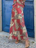 Modern Feel Unique Abbie Satin Tiger Print High Rise Elastic Waist Maxi Skirt