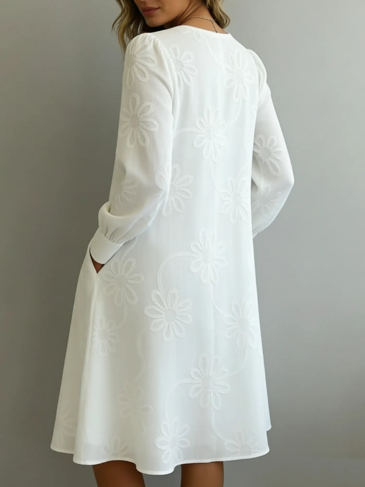 Vintage Elegant V-neck Floral Embroidery Dress
