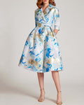 Metallic Jacquard Abstract Pattern Coat Dress