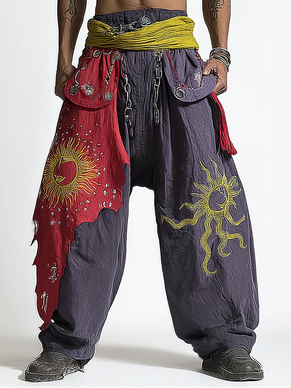 Summer and autumn Japanese men's loose contrast color retro trousers pants 4a47