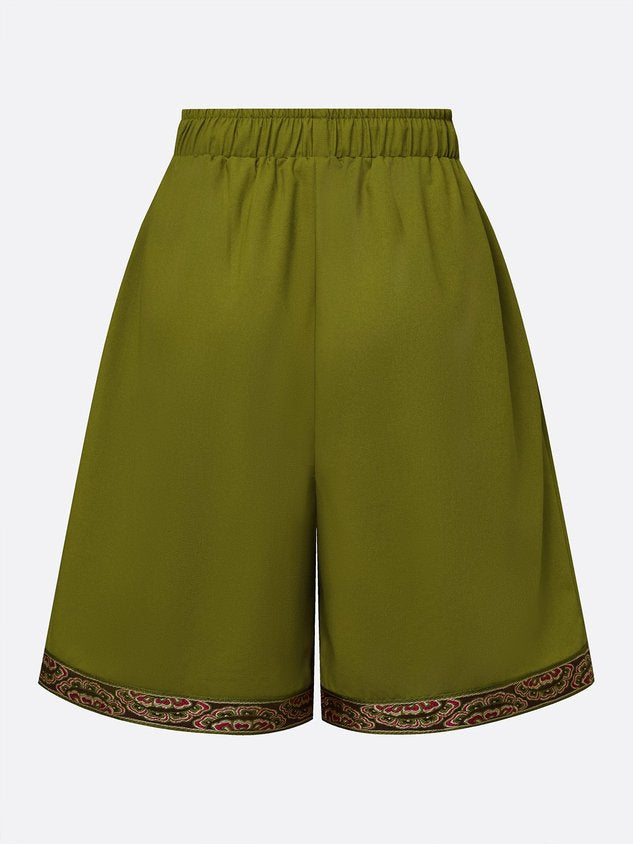 Casual Ethnic Print High Waist Shorts