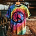 Men's Hippie Peace Print Vintage Tie Dye T-shirt