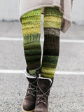 Forest Elf Inspired Gradient Patchwork Knit Cozy Leggings